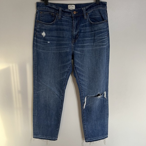 J.CREW Denim - J. Crew Women's Ankle Length Distressed Raw Hem Medium Wash Jeans Size 29